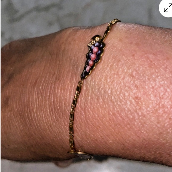 18 K Gold Fruit Bracelet Impa Italy Vintage Watermelon, Grapes, And Apple 3.72 G - Picture 2 of 9